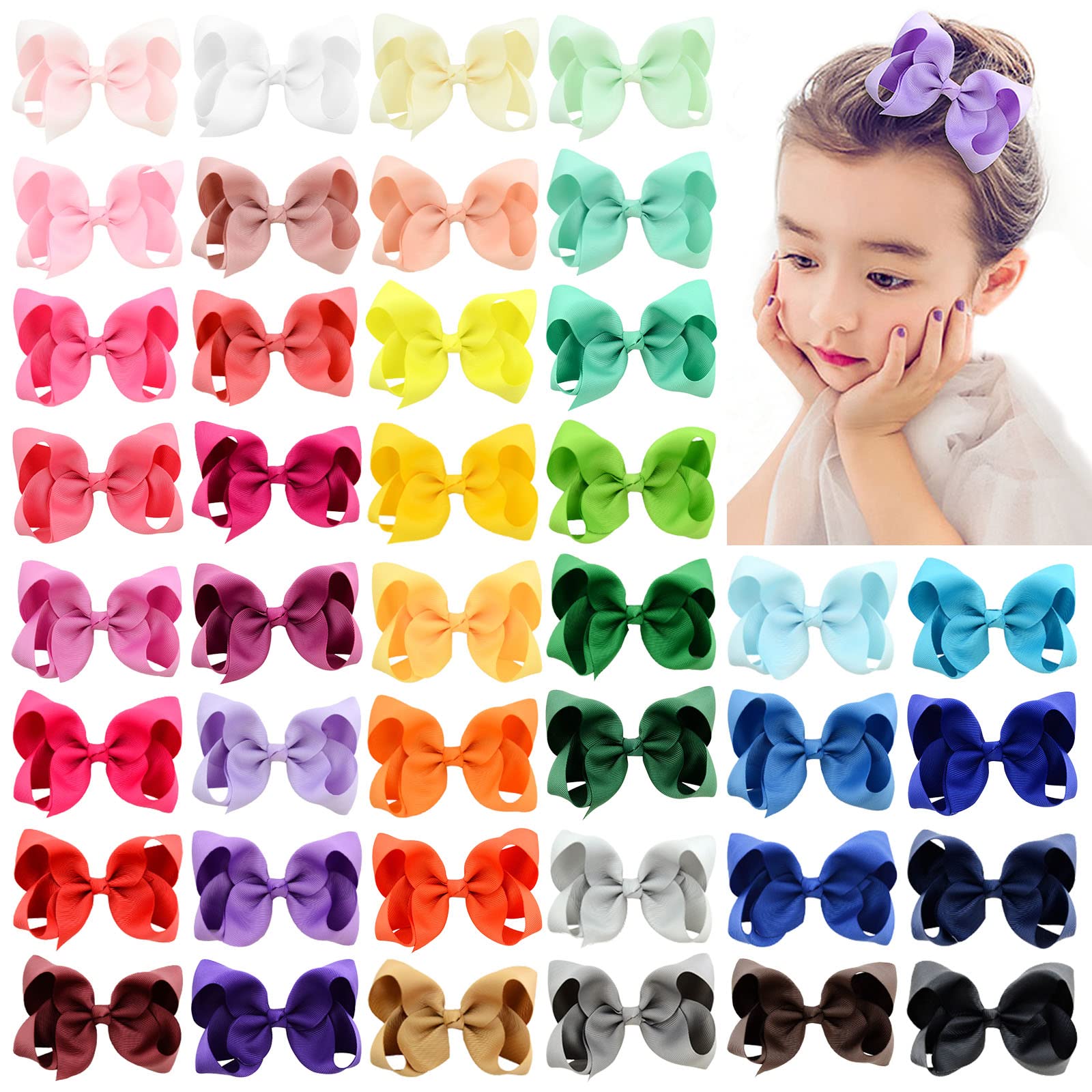 YHXX YLEN 4.5in bows close-up with secure alligator clip for toddler styling