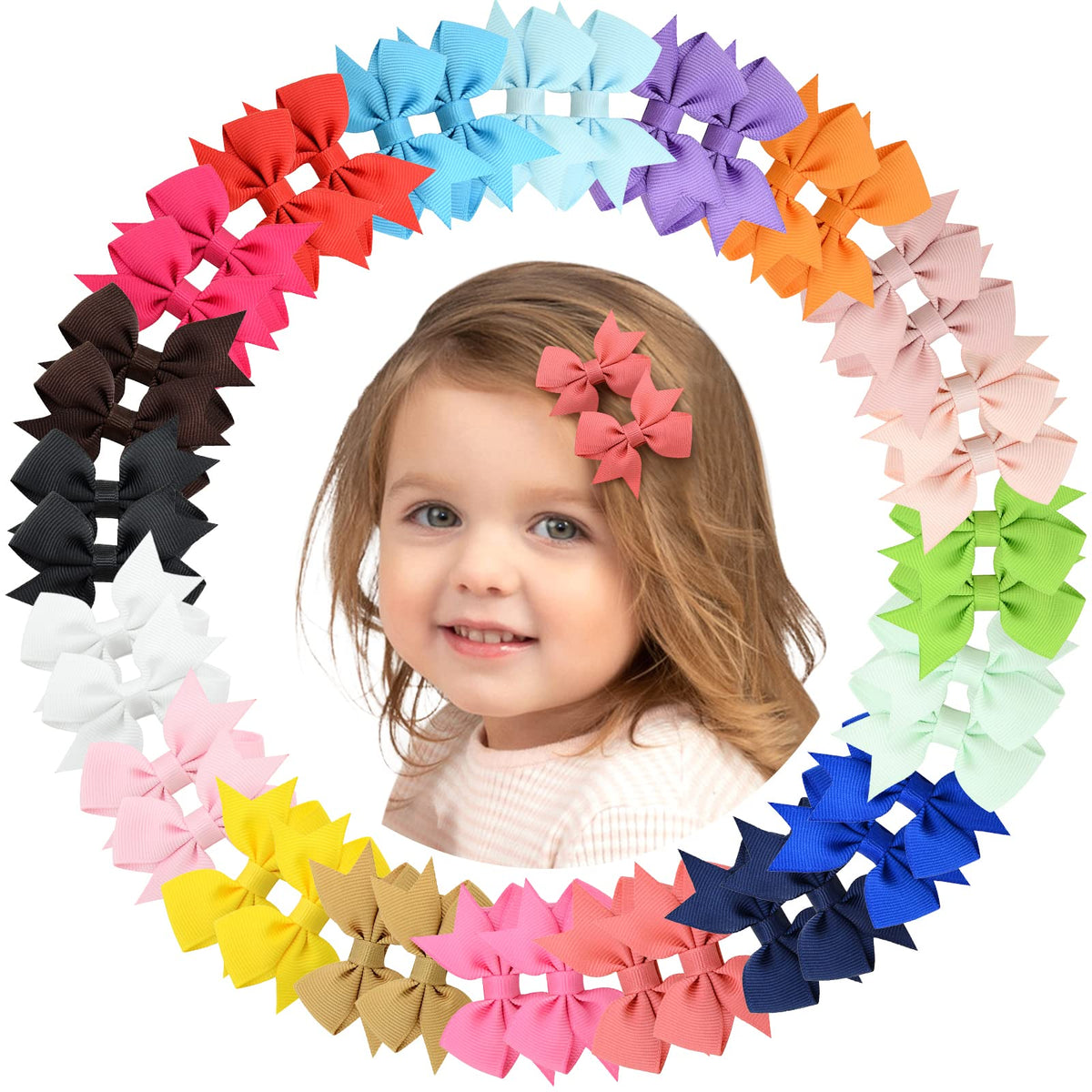 YHXX YLEN 40pcs baby bows packaging showing variety for styling