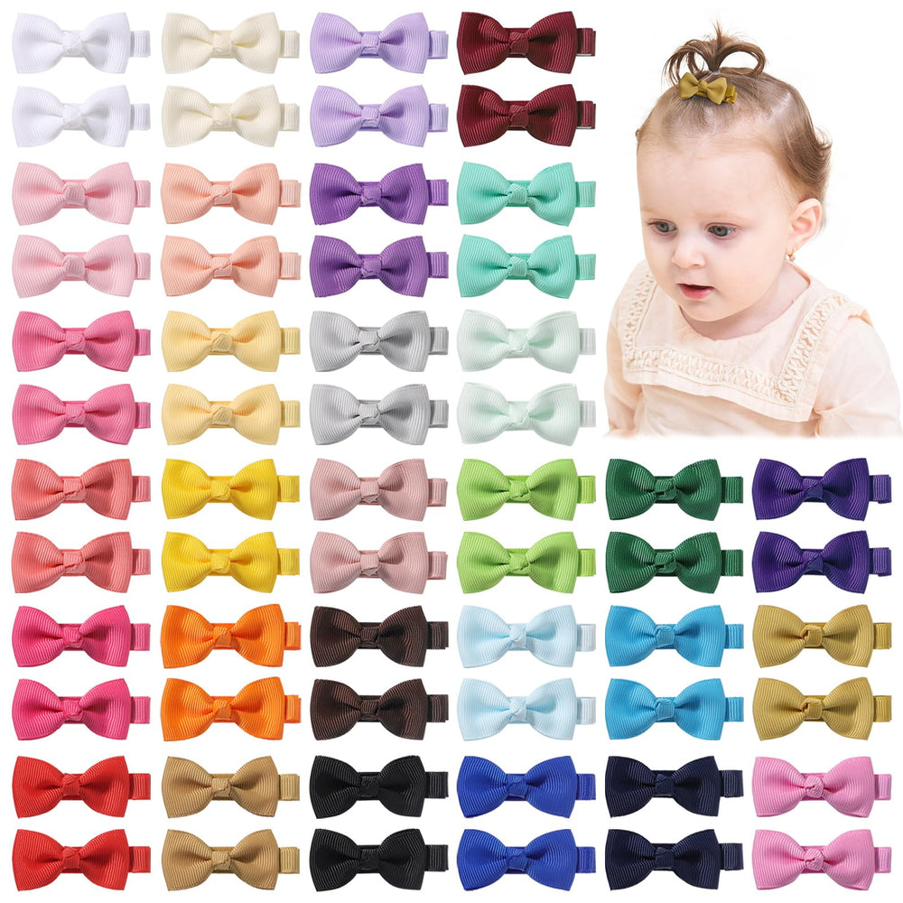 YHXX YLEN 60pcs hair bows pack in vivid colors for everyday outfits.
