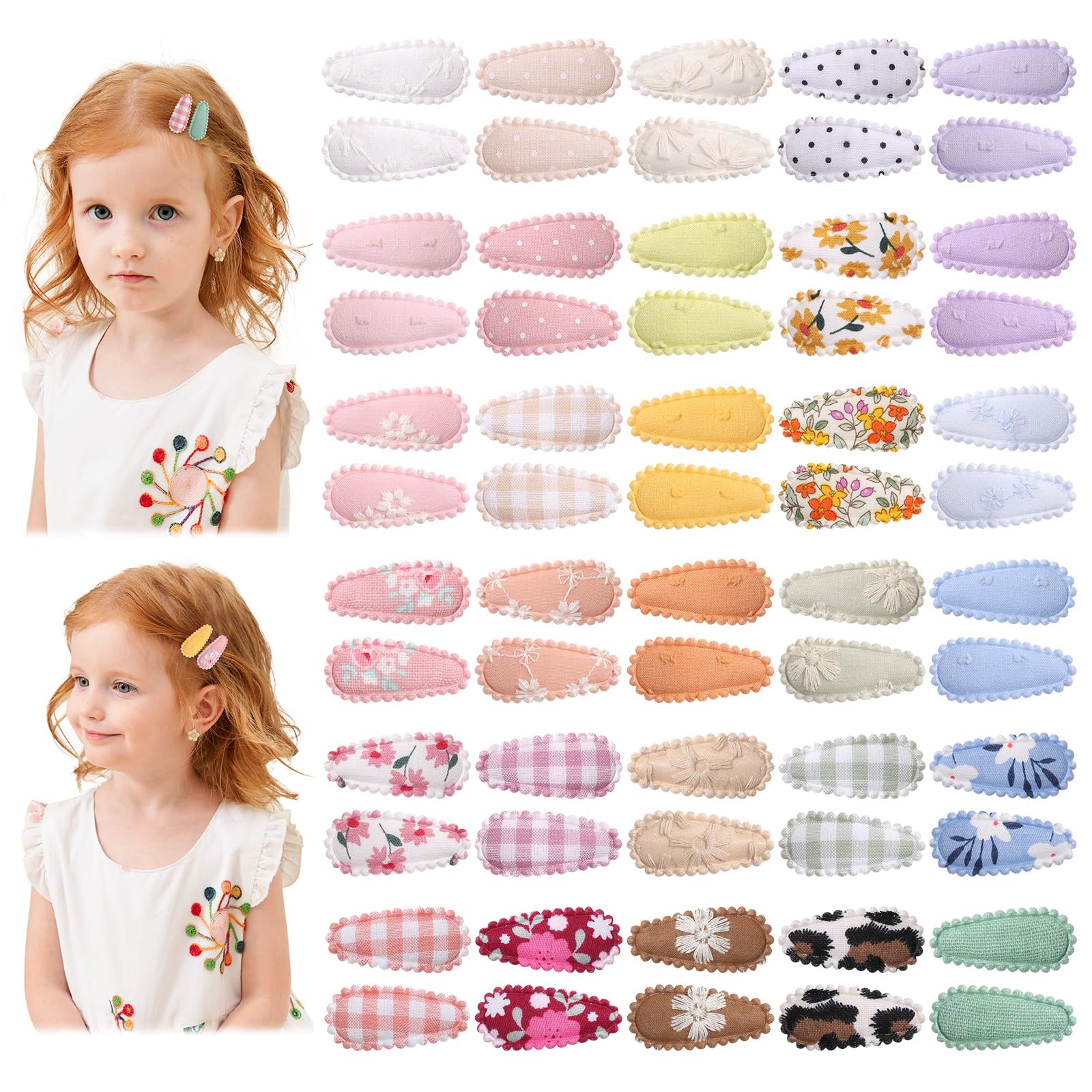 YHXX YLEN 60pcs snap flower clips in vibrant colors for coordinating outfits.