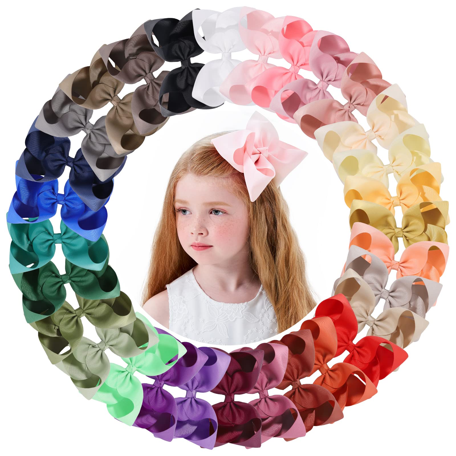 YHXX YLEN big 6-inch bows in vibrant colors for easy toddler styling.
