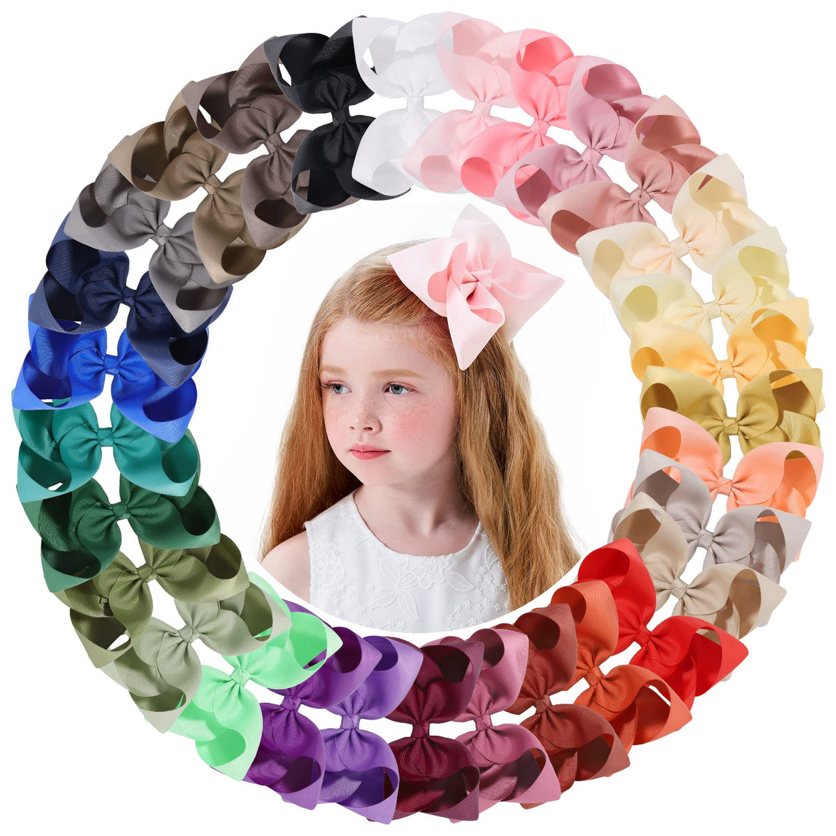 YHXX YLEN big 6-inch bows in vibrant colors for easy toddler styling.