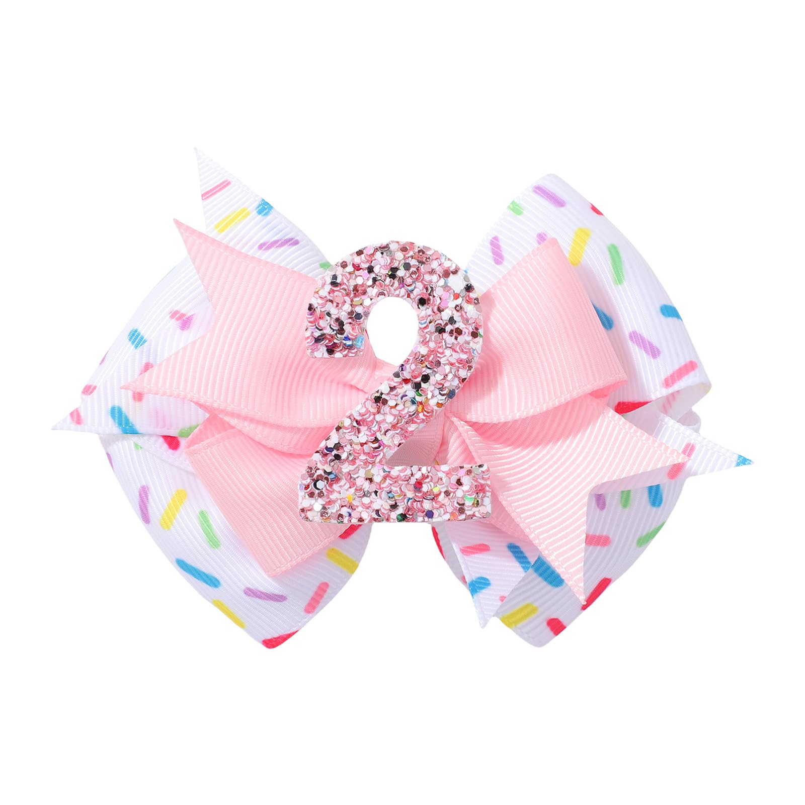 YHXX YLEN birthday bow clip in pink for 2nd birthday celebration