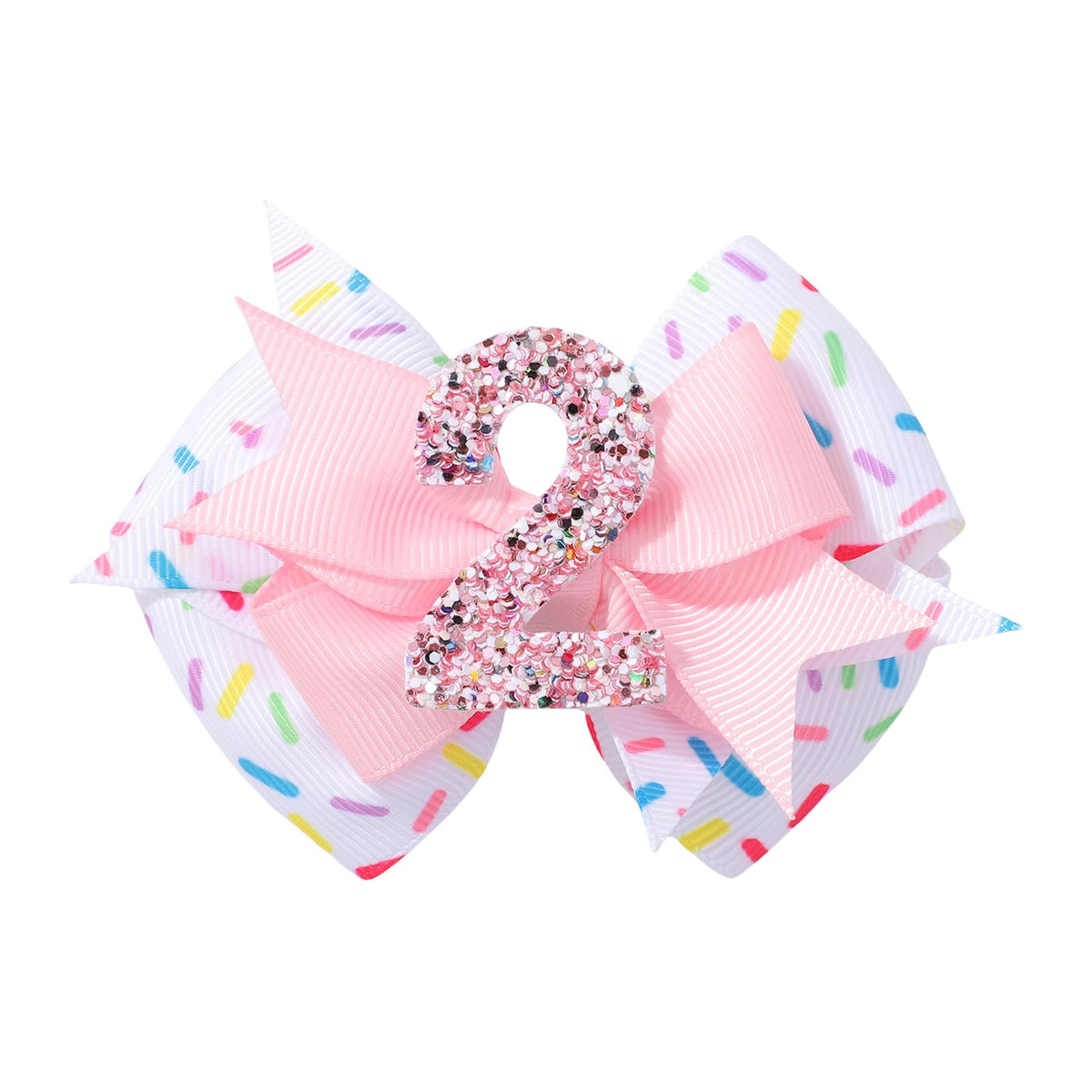YHXX YLEN birthday bow clip in pink for 2nd birthday celebration