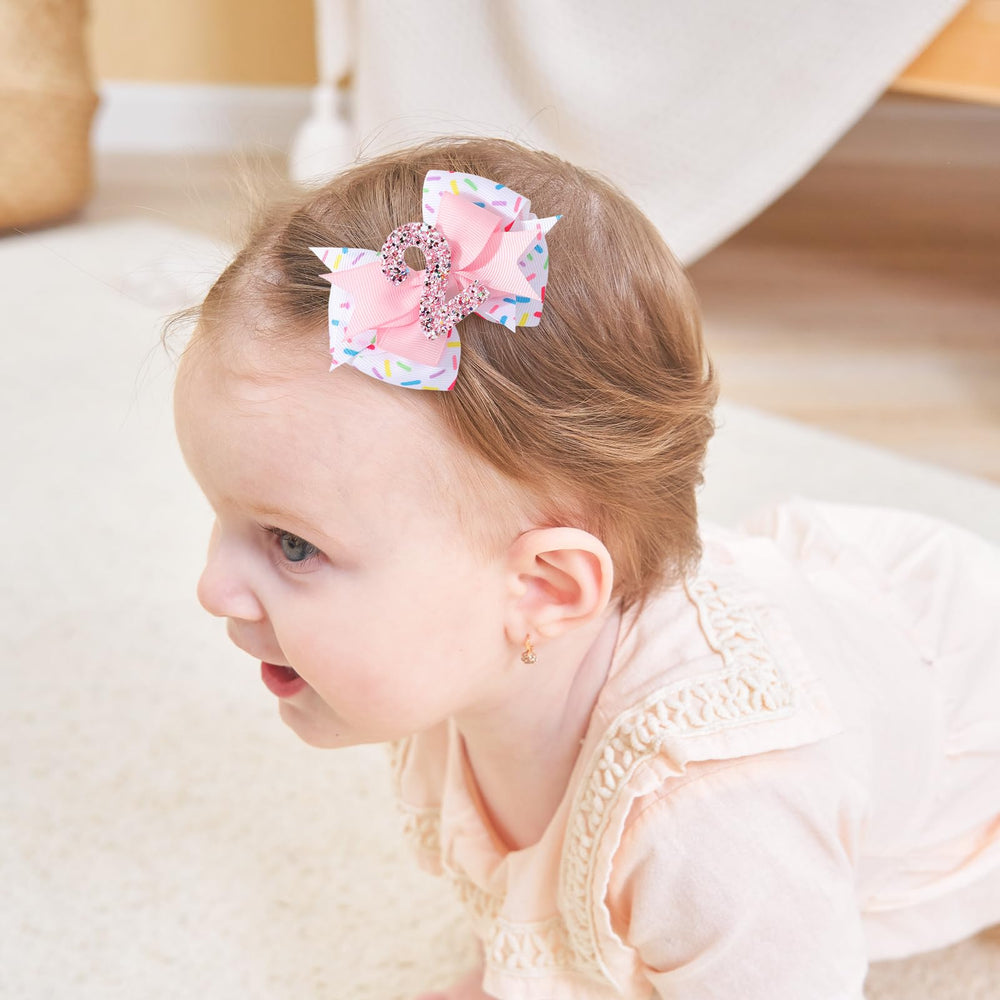 YHXX YLEN birthday party hair accessory worn with dress