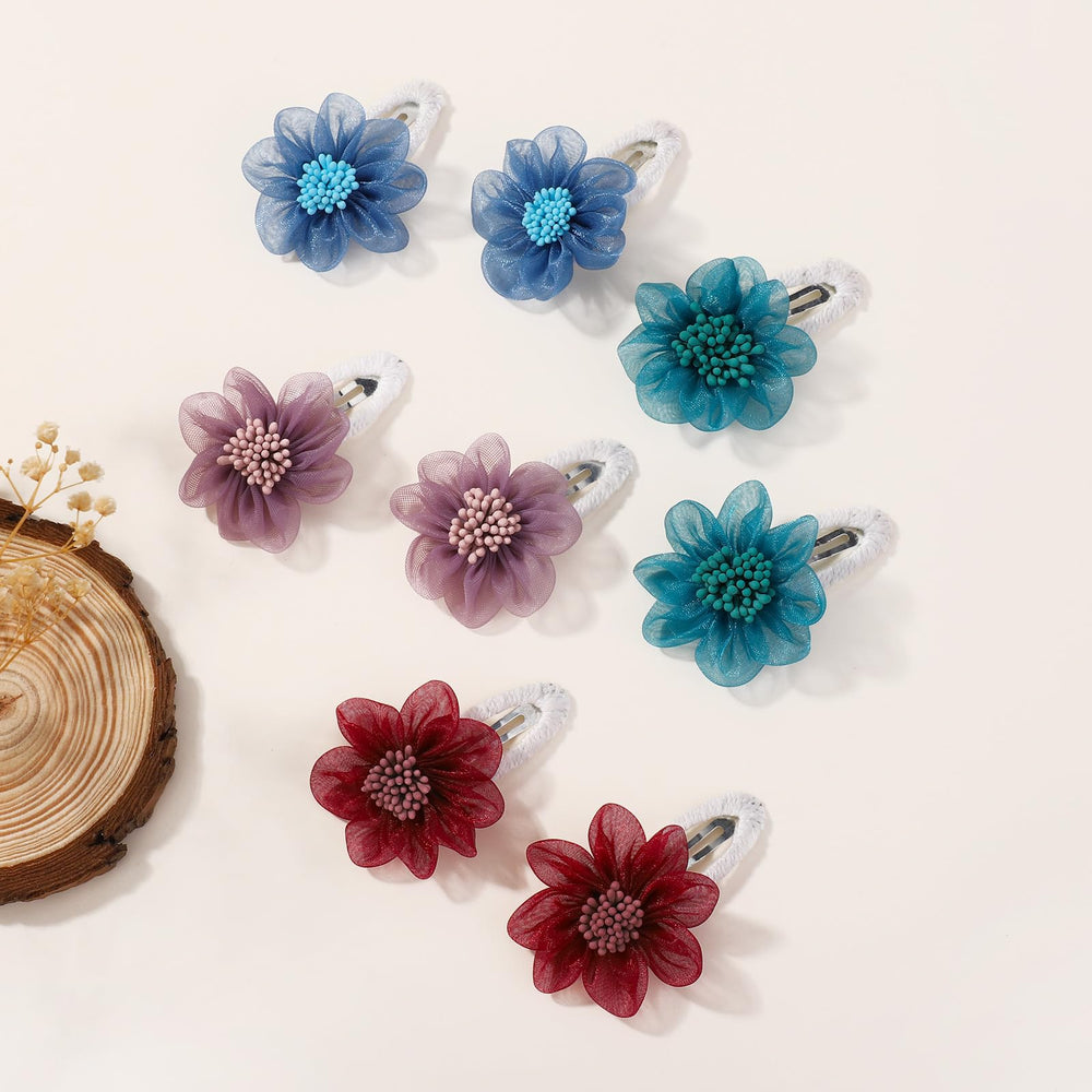 YHXX YLEN chiffon flower clip 1.6-inch size demonstrates strong grip and gentle feel.