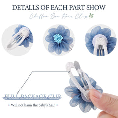 YHXX YLEN chiffon flower clip close-up highlighting soft petals and craftsmanship.