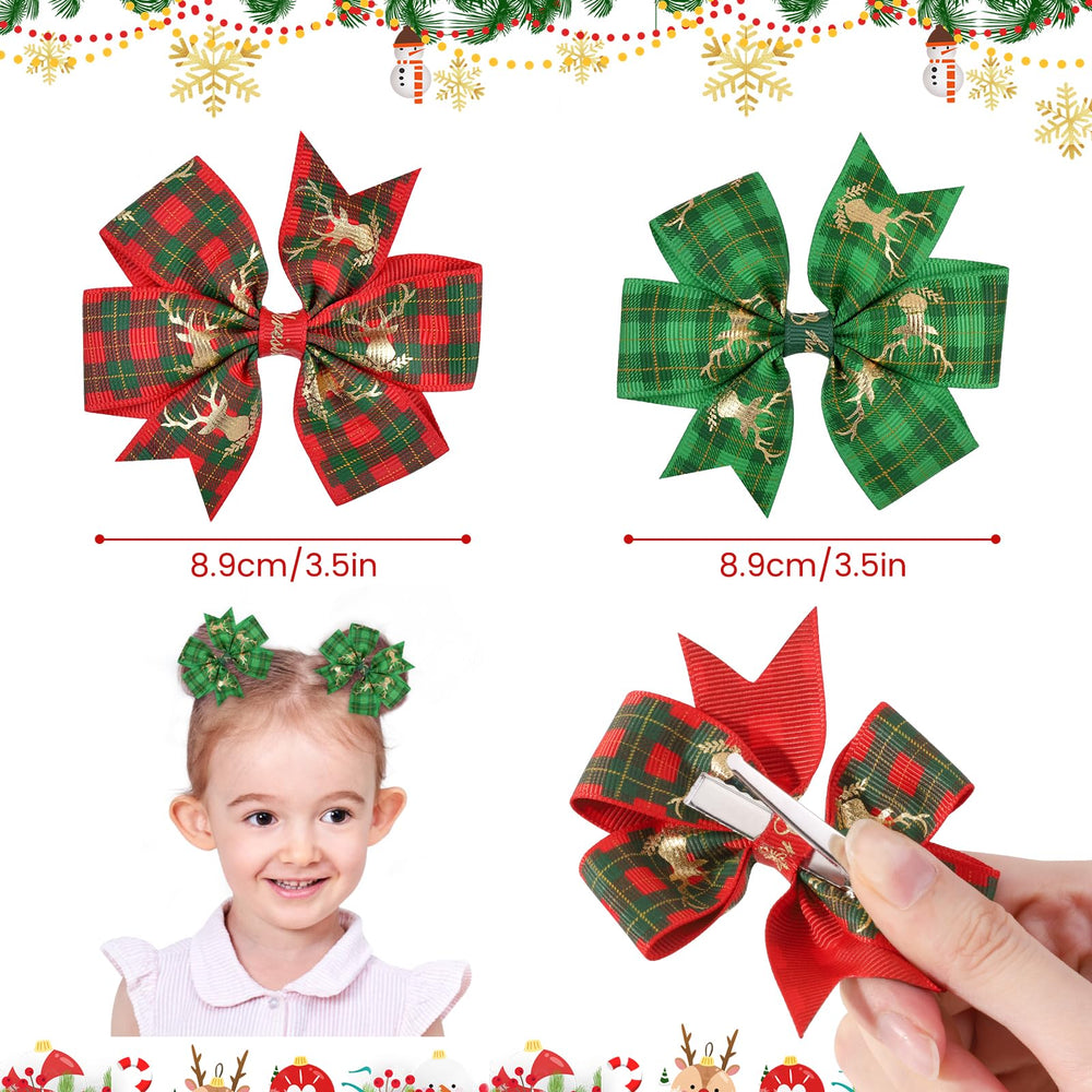YHXX YLEN Christmas-pattern bows highlight Santa and snowflake designs for festive styling