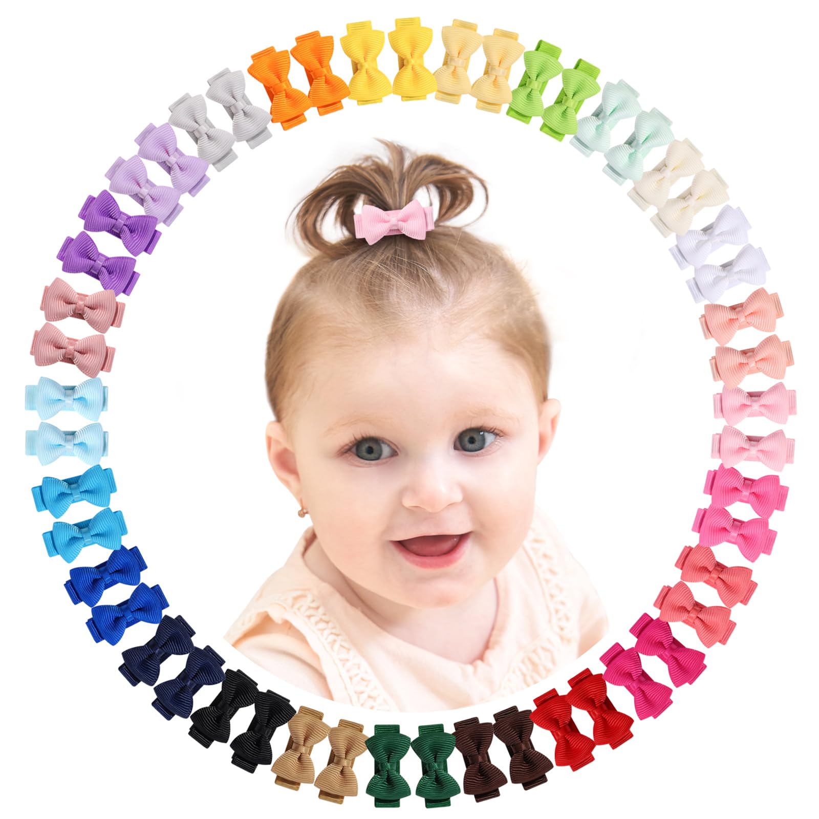 YHXX YLEN fully lined baby bows, closeup of secure clip for delicate hair