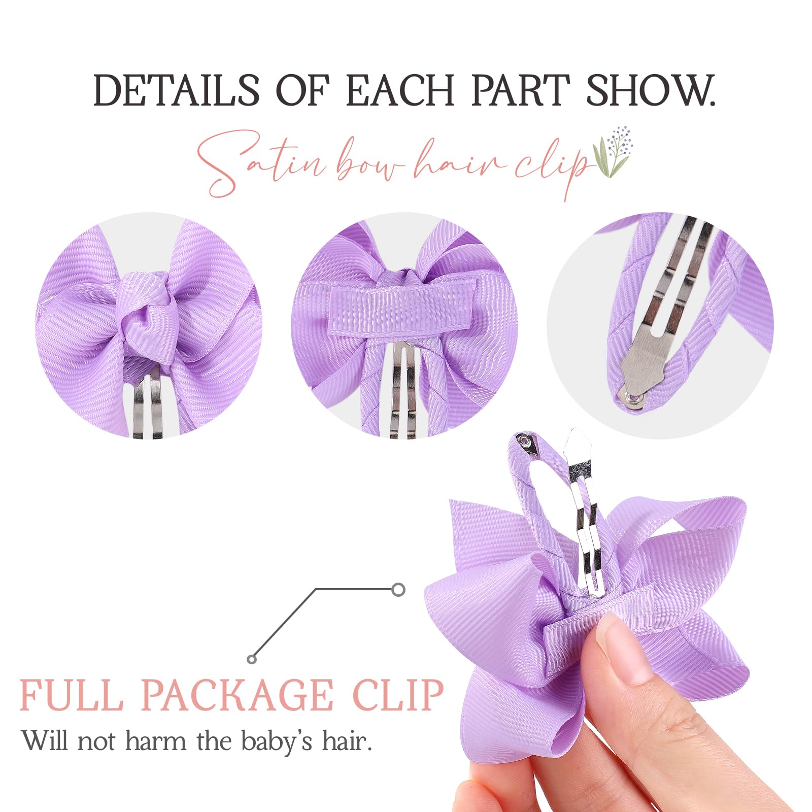 YHXX YLEN fully wrapped metal clip bows for soft touch and secure placement.