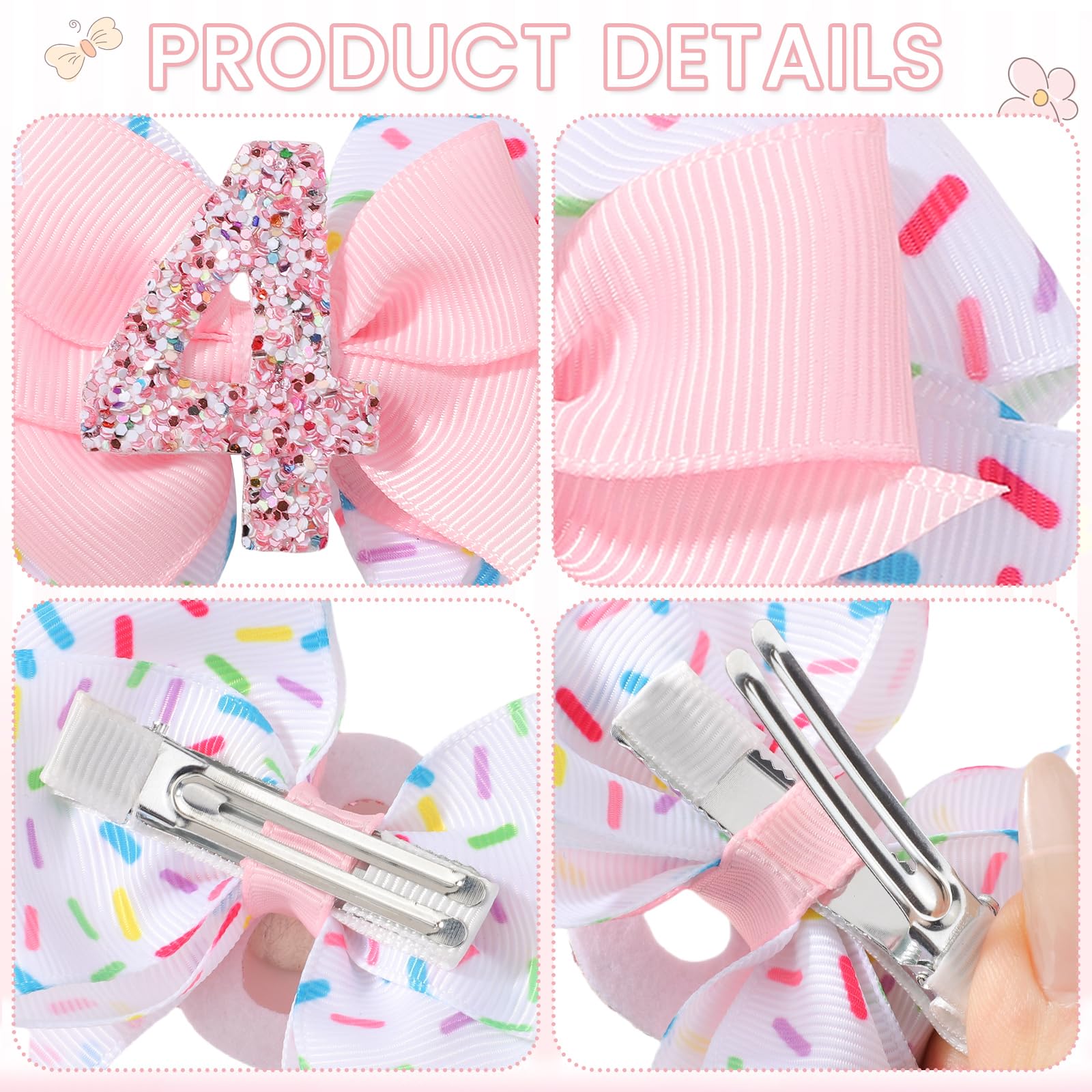 YHXX YLEN glitter-number-4 accent adds festive sparkle to your child's look