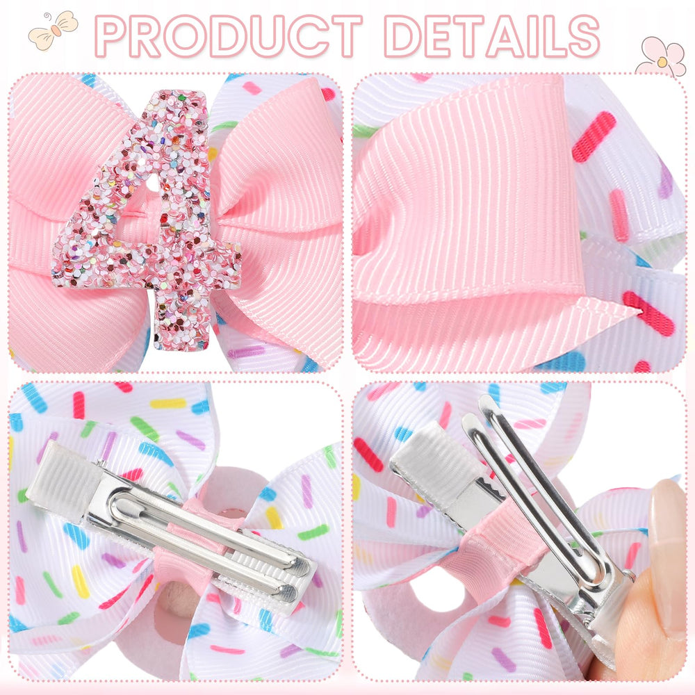 YHXX YLEN glitter-number-4 accent adds festive sparkle to your child's look
