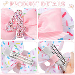 YHXX YLEN glitter-number-4 accent adds festive sparkle to your child's look