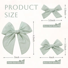 YHXX YLEN green cotton linen bow 4in left placement