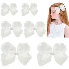 YHXX YLEN hair bows 6inch set in white grosgrain for versatile daily styling