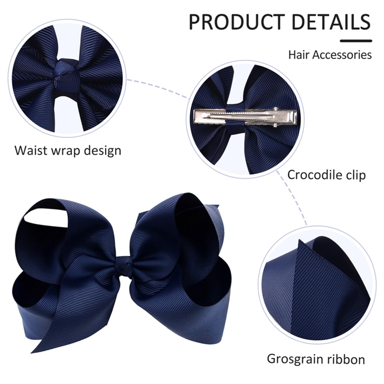 YHXX YLEN navy 3inch bow clip perfect tiny accent for kids.