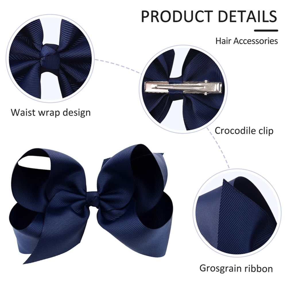 YHXX YLEN navy 3inch bow clip perfect tiny accent for kids.