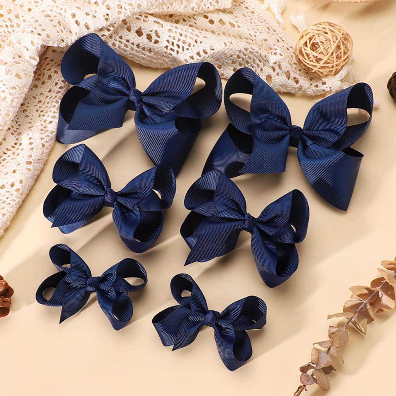 YHXX YLEN navy 3inch bow closeup shows lightweight secure hold.