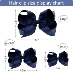 YHXX YLEN navy 4inch bow clip ideal for braids and ponytails.