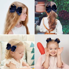 YHXX YLEN navy 4inch bow closeup highlights strong grip alligator clip.