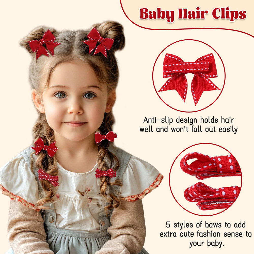 Red and white stitched grosgrain bow adds playful charm