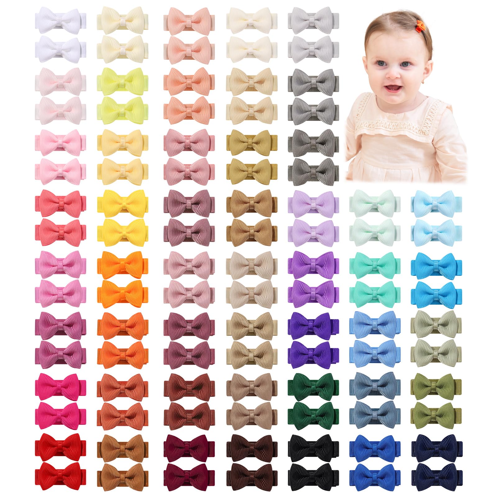 YHXX YLEN mini baby hair bows close-up on 1.2 inch clip with gentle grip for delicate hair