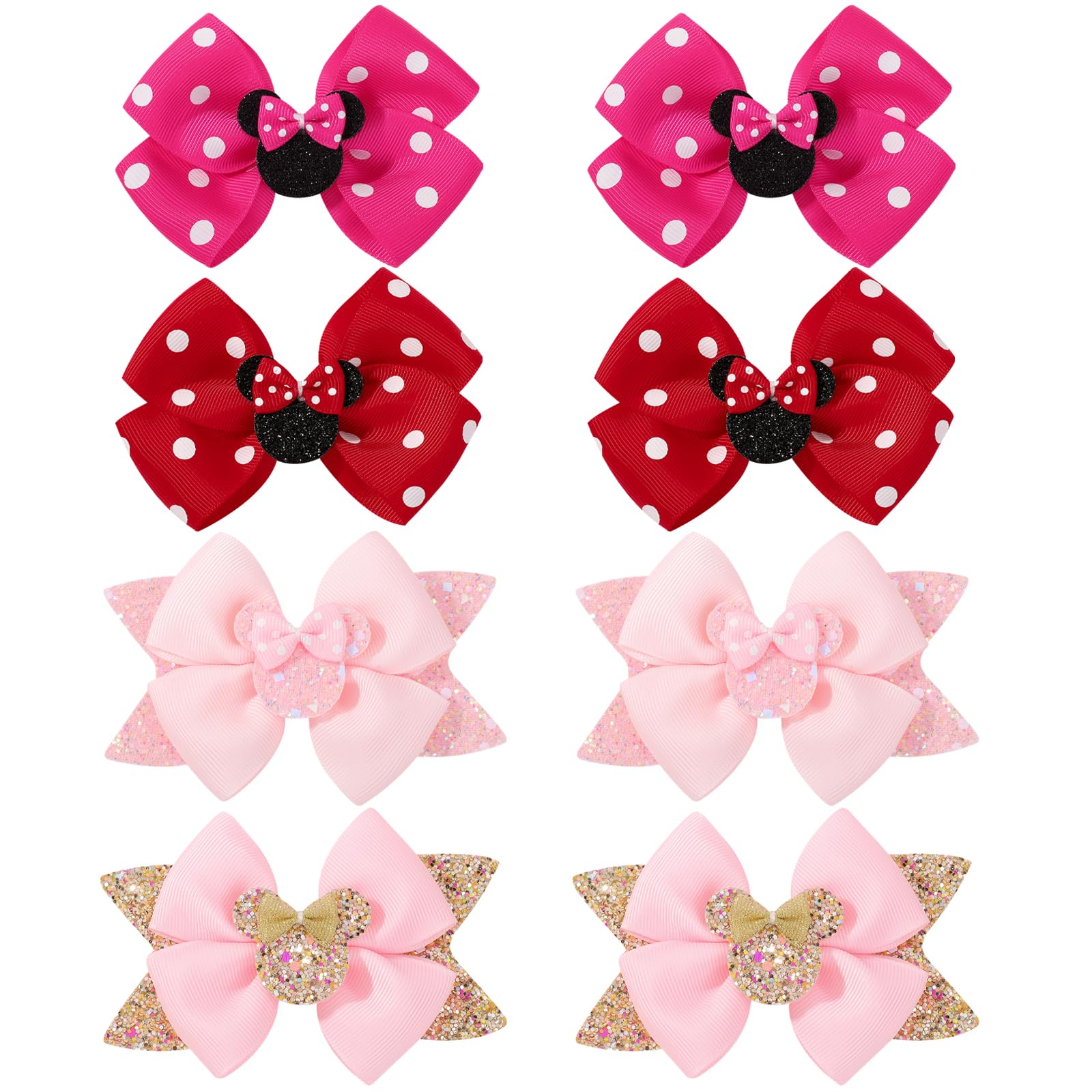 YHXX YLEN mouse ears bow clip pink polka dot for cute daily outfits and photos