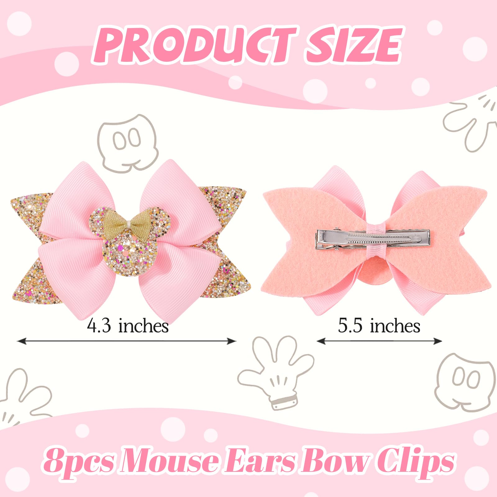 YHXX YLEN mouse ears bow clip white polka dot pairs with any look