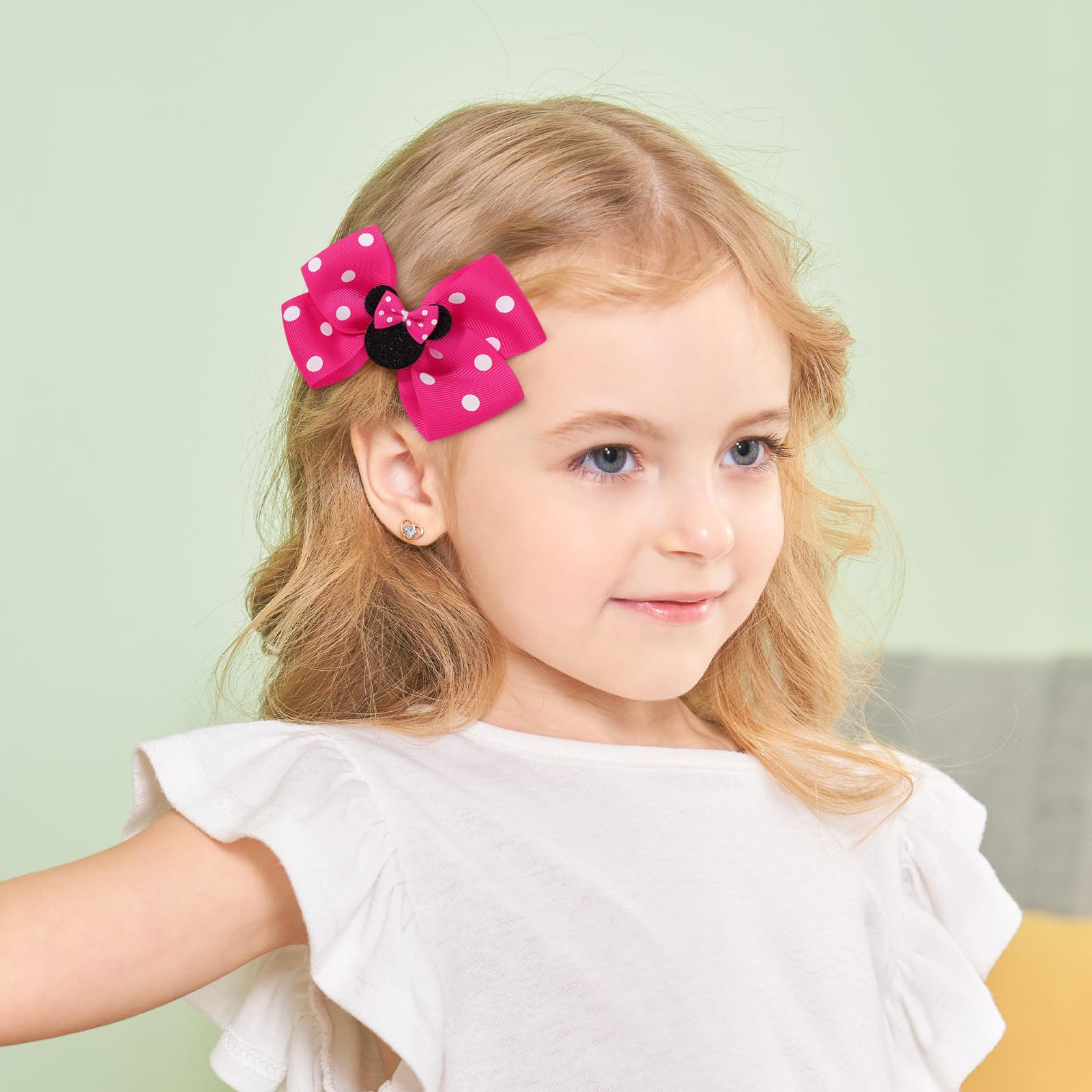 YHXX YLEN mouse ears bow clip side view for comfortable sizing