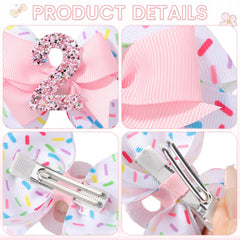 YHXX YLEN pink bow close-up with glittery number 2 detail