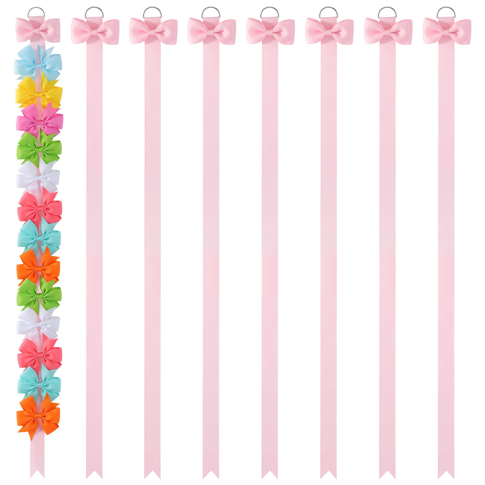 YLEN YHXX pink bow holder wall hanging keeps bows organized and easy to find.