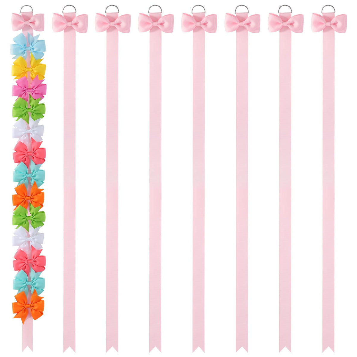 YLEN YHXX pink bow holder wall hanging keeps bows organized and easy to find.