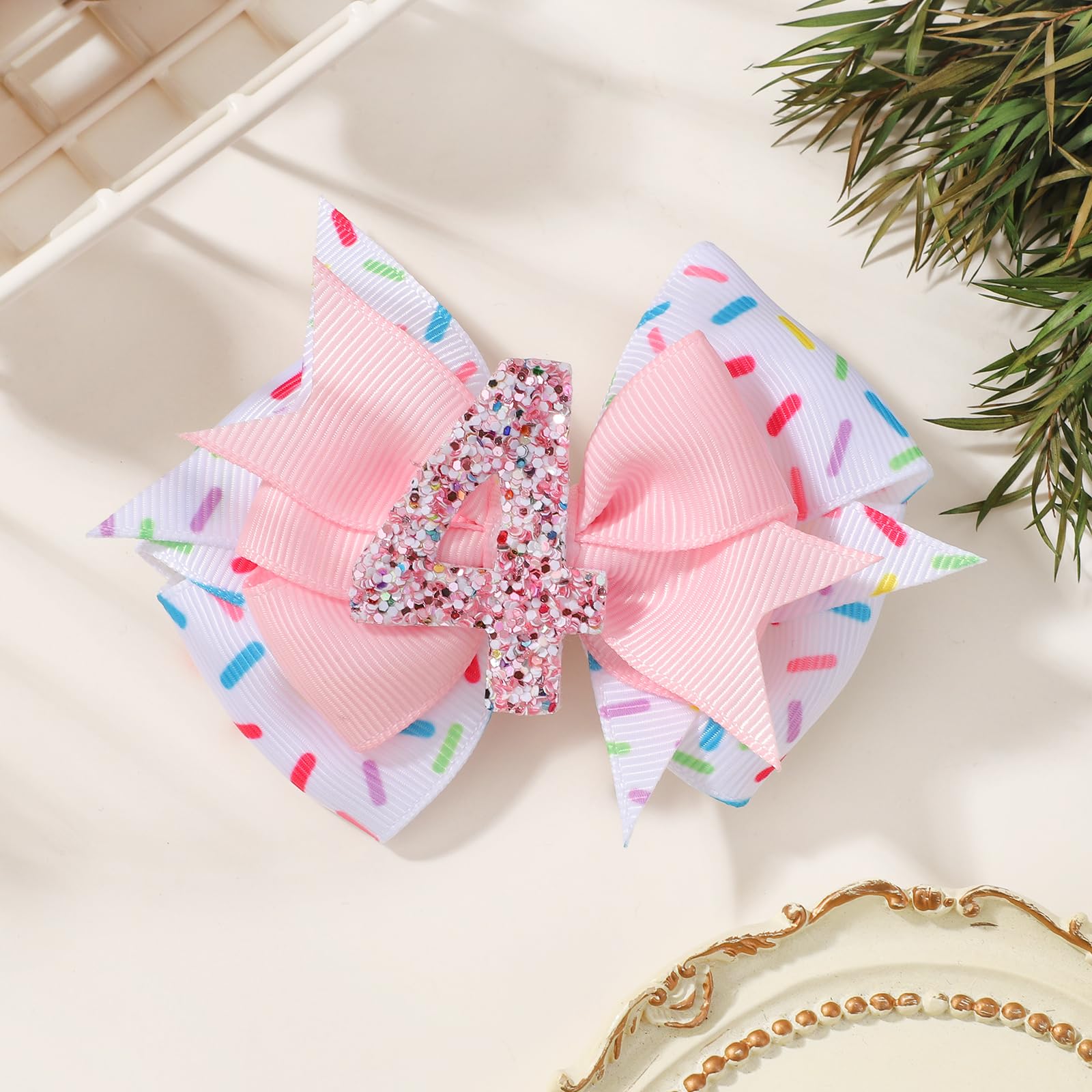 YHXX YLEN pink bow with sparkle offers charming accents for photos