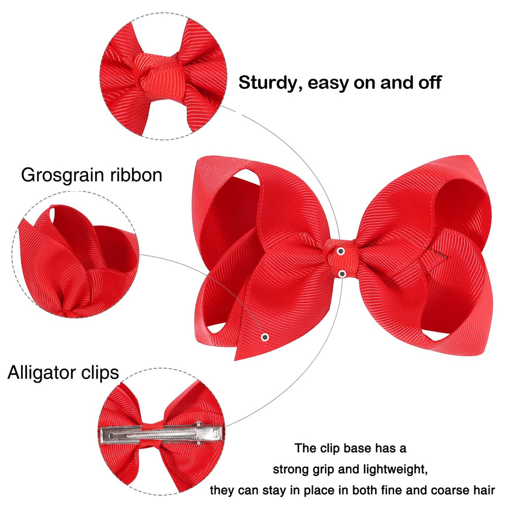 Child wearing YHXX YLEN red hair bows in a cute hairstyle