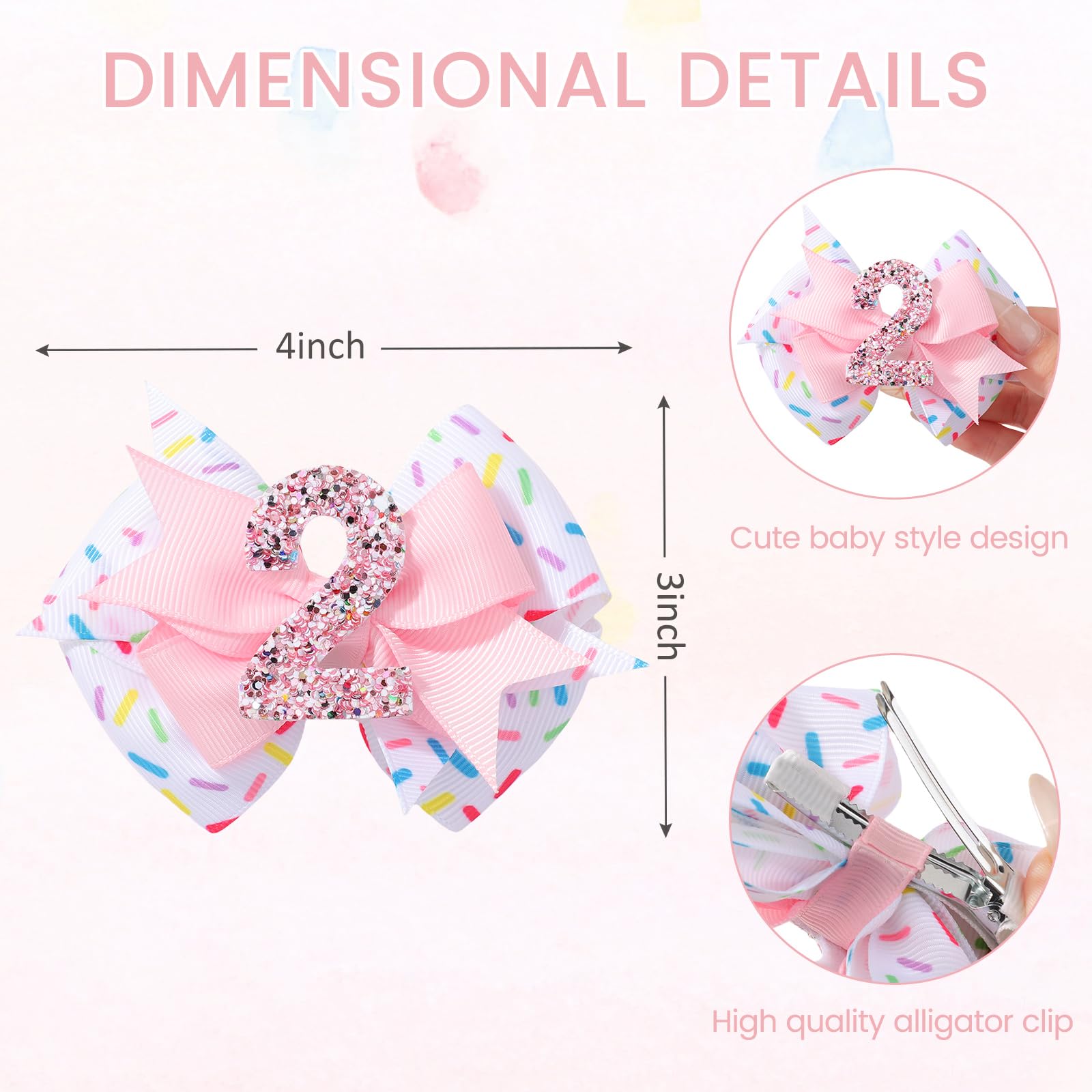 YHXX YLEN sparkling number 2 bow on hair for party vibe