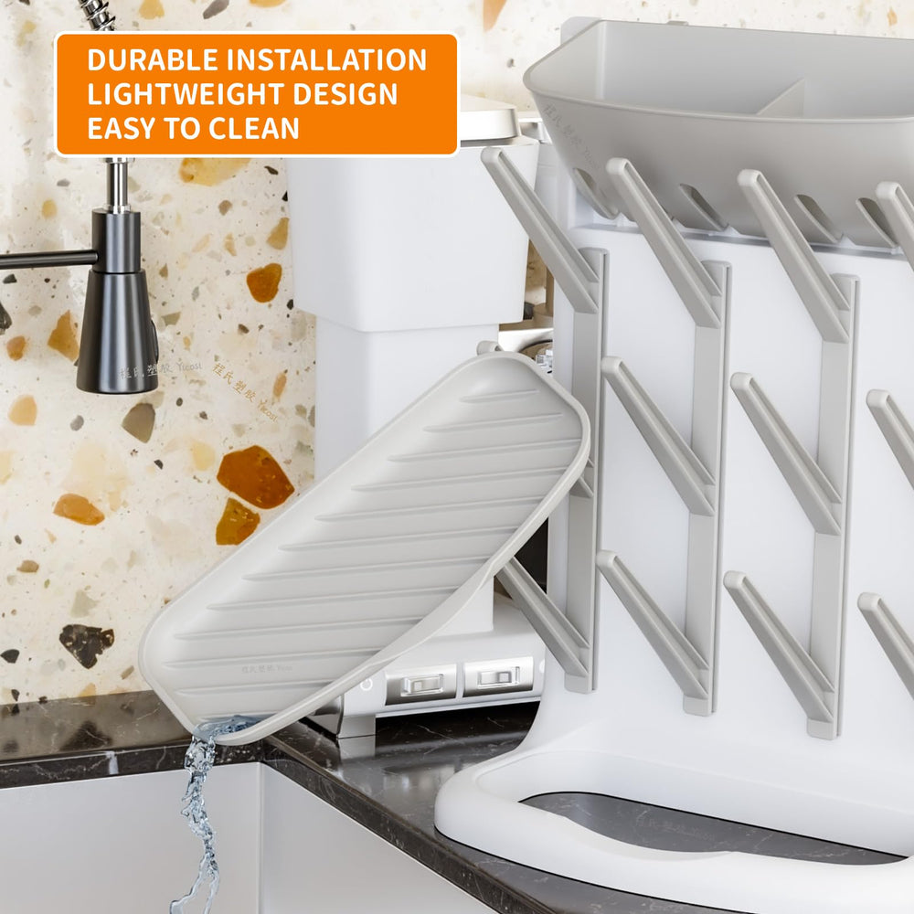 Yieach kitchen-friendly grey rack blends with decor while keeping bottles organized.