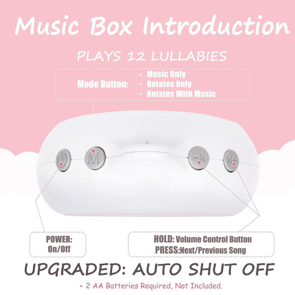 YIERCHOO crib mobile offers 12 lullabies to soothe baby before sleep.
