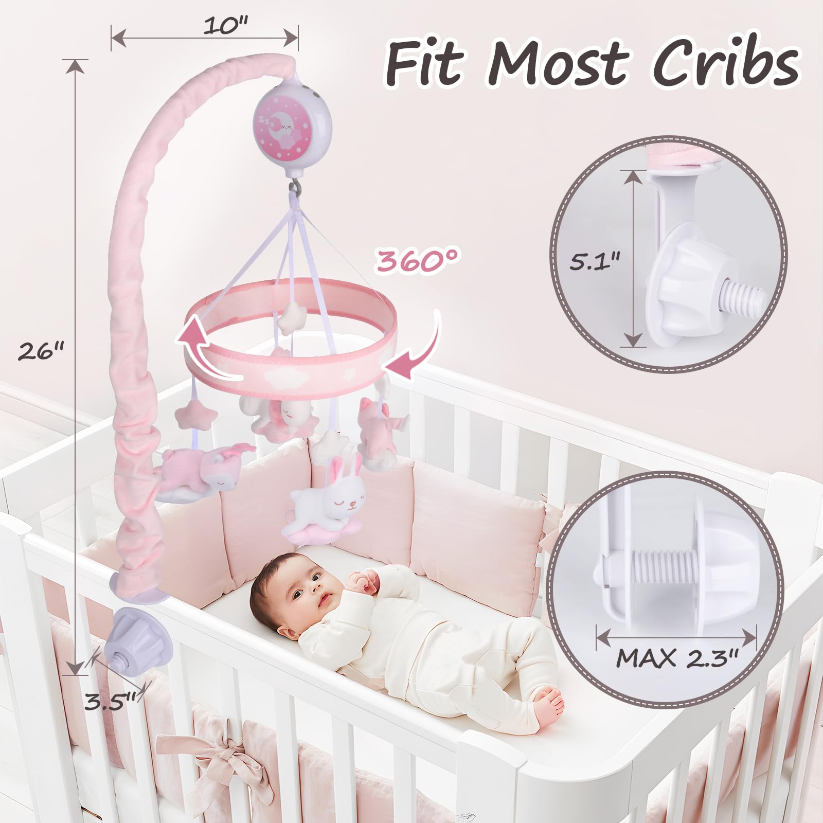 YIERCHOO crib mobile three modes provide flexible playback options.