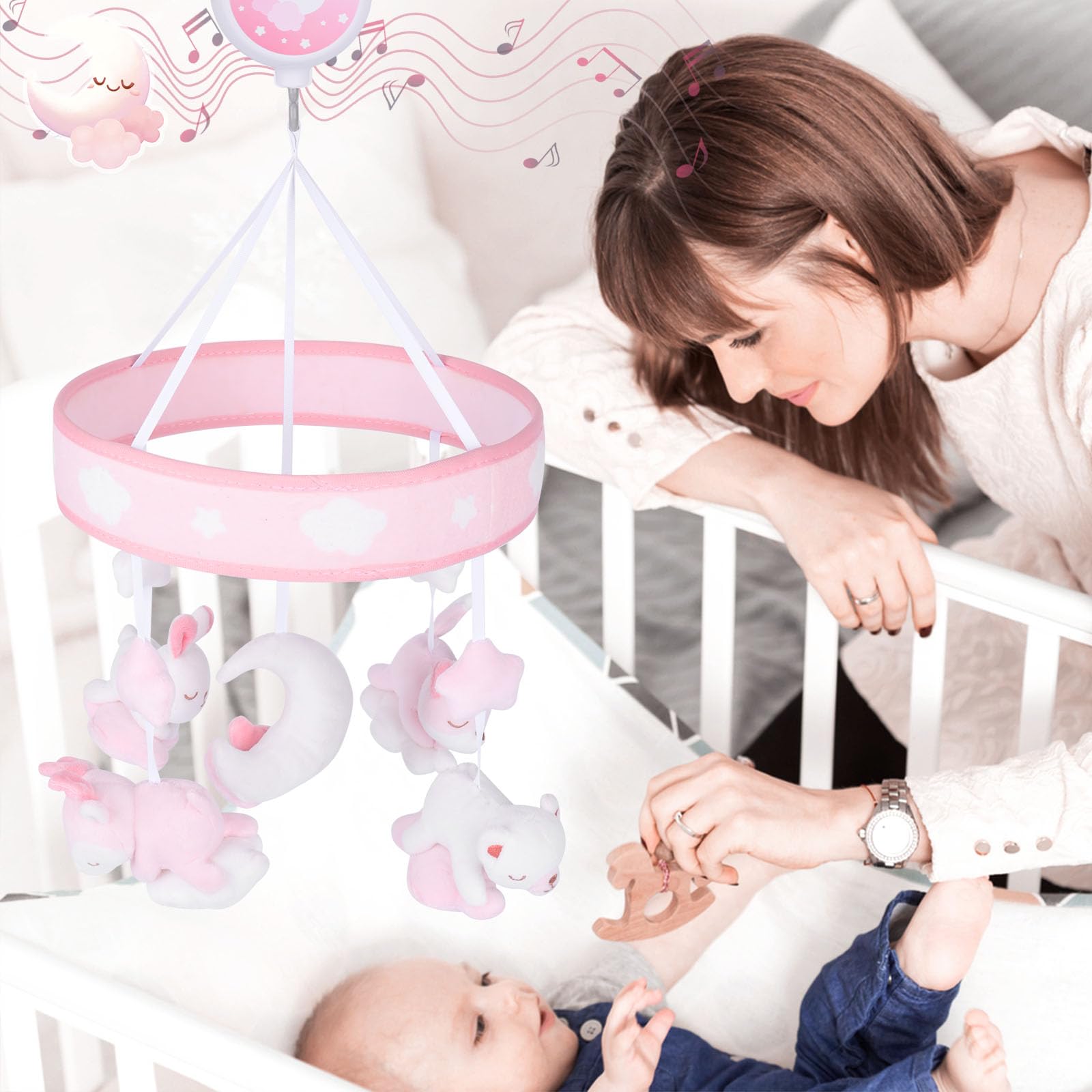 YIERCHOO pink design complements nursery decor while supporting calm nap times.