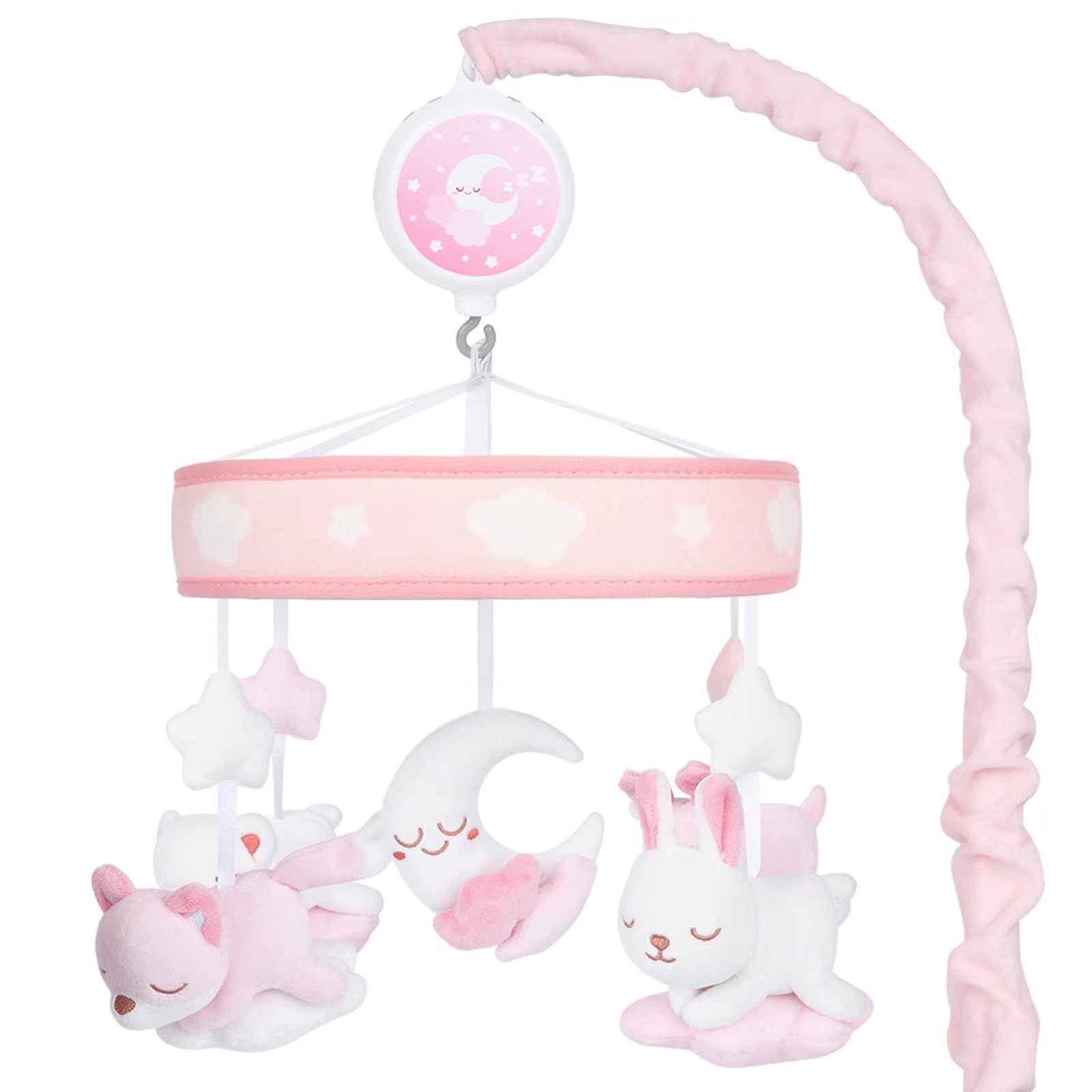 YIERCHOO crib mobile pink design enhances nursery ambiance for soothing evenings.