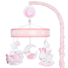 YIERCHOO crib mobile pink design enhances nursery ambiance for soothing evenings.