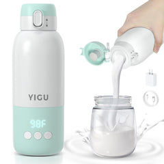 YIGU portable bottle warmer front view highlights 80W heating for quick feeds.
