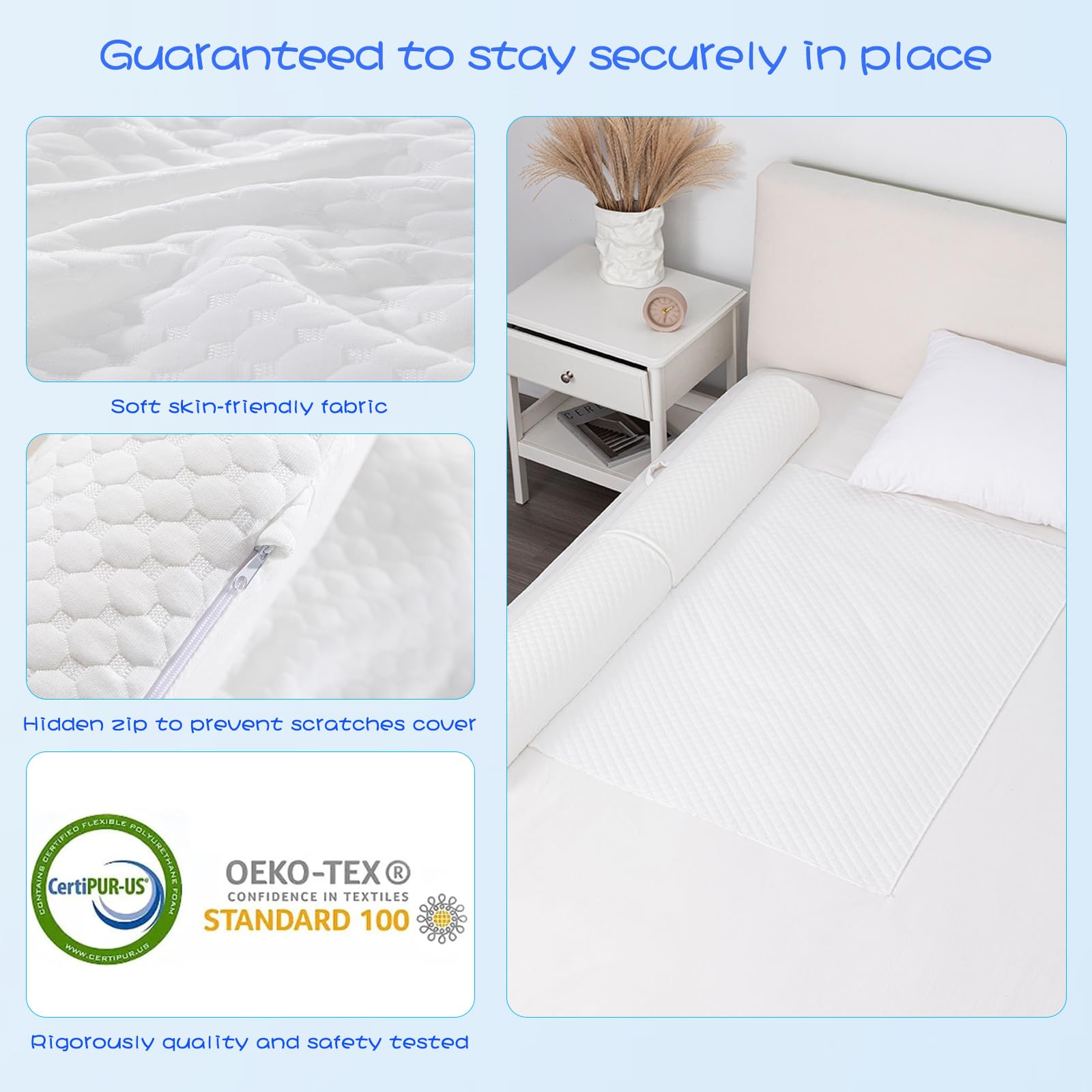 YIHATA bed rail flap coverage demonstrates extra protection with an easy access flap.