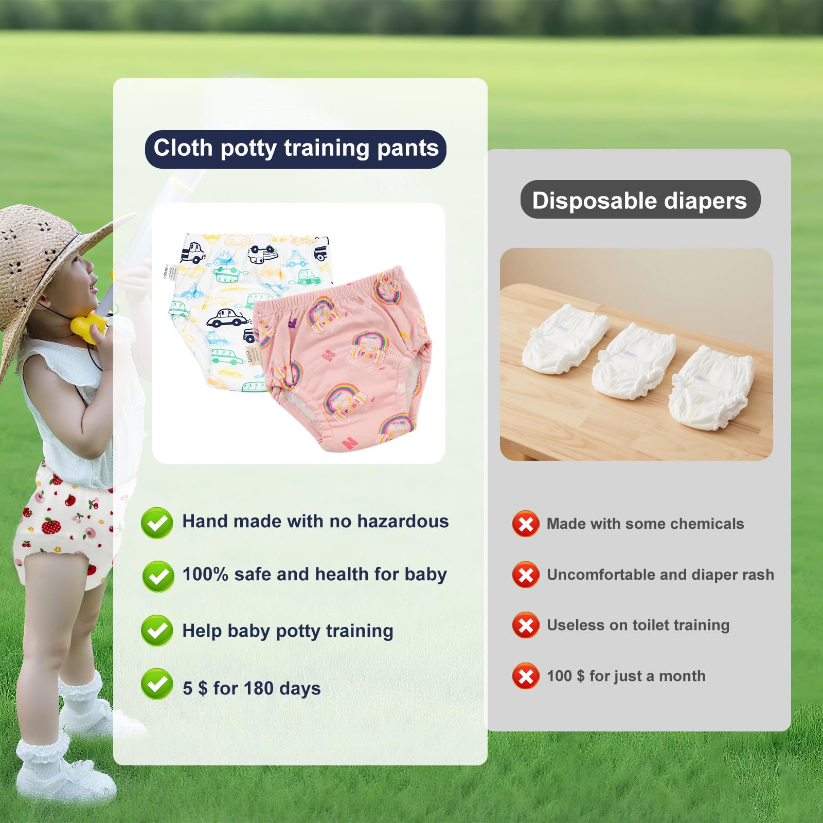 YIKG Upairy training pants designed for girls and boys comfort.