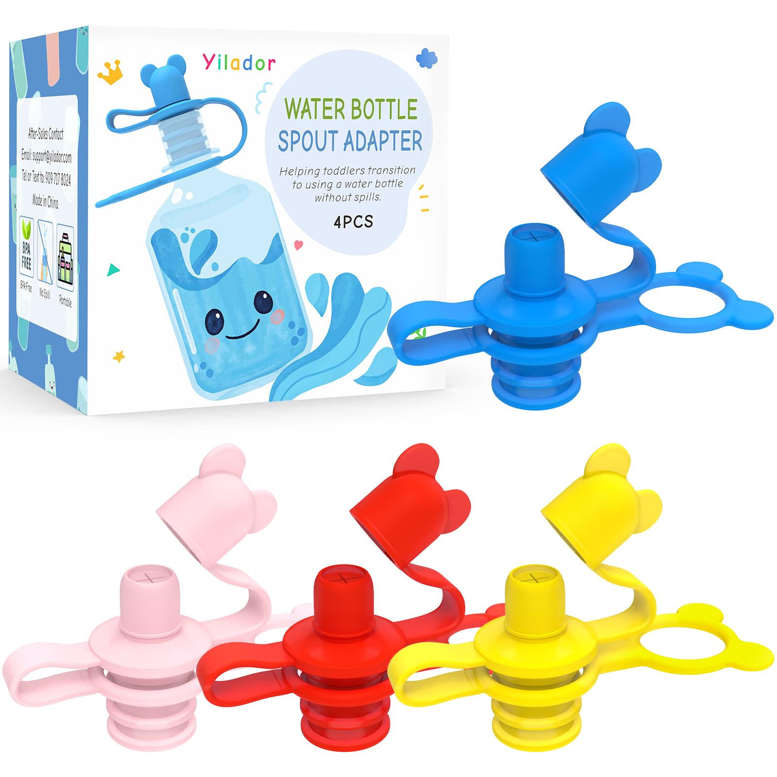 Yilador red cap on a toddler bottle demonstrates spill-proof sipping.