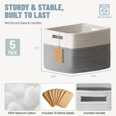 Yilobi decor baskets brighten pantry or bathroom organization.