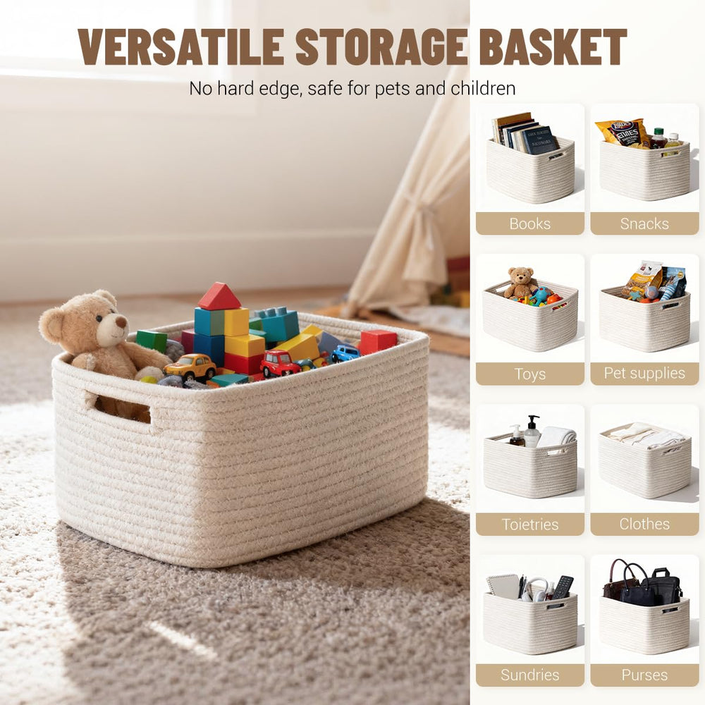 Yilobi nursery and bathroom baskets offer versatile storage for towels and toys