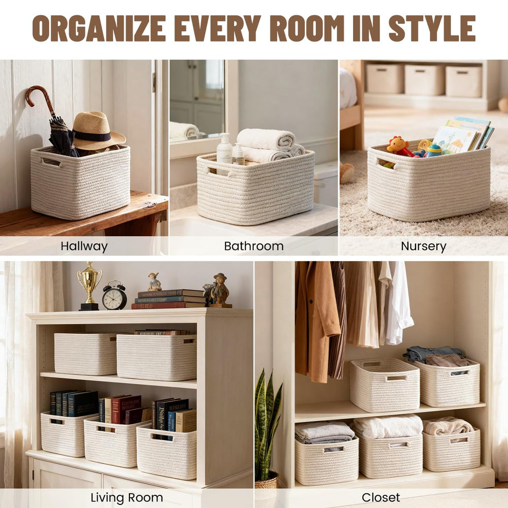 Yilobi reinforced-handles baskets are easy to carry from shelf to surface