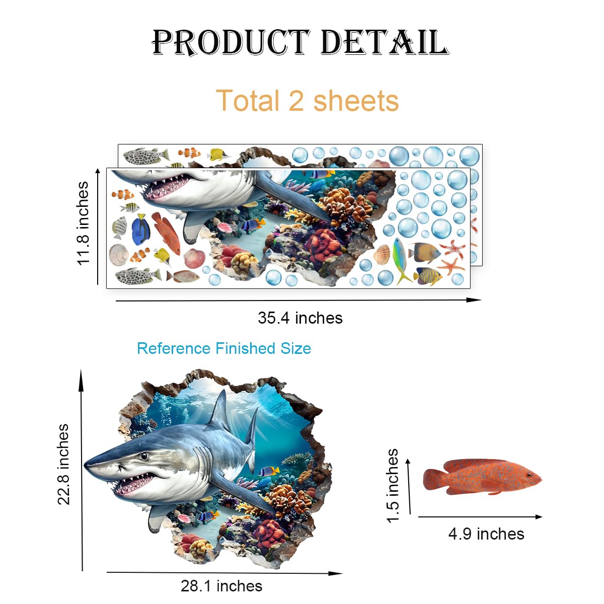 YIMEHDAN two-sheet setup delivers complete 3D shark effect with DIY assembly