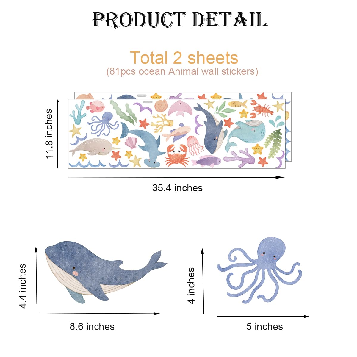 YIMEHDAN two sheets, 81 pieces, flexible layout for ocean scenes.